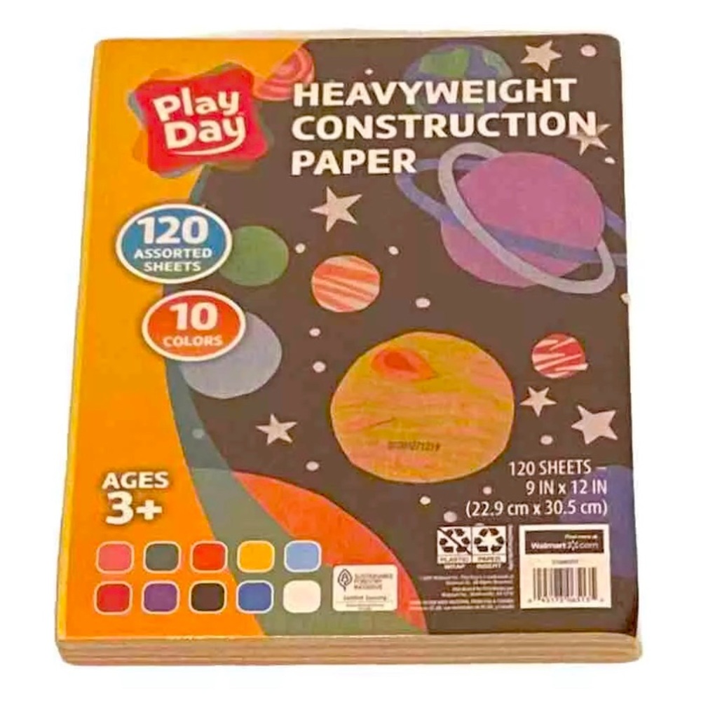 Play Day Heavyweight Construction Paper Pad 10 Colors/120 Assorted Sheets